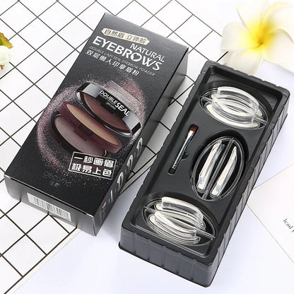 Augenbrauen Stempel Set – Double Seal Powder Kit mit Schablonen, Wasserfest & Langanhaltend