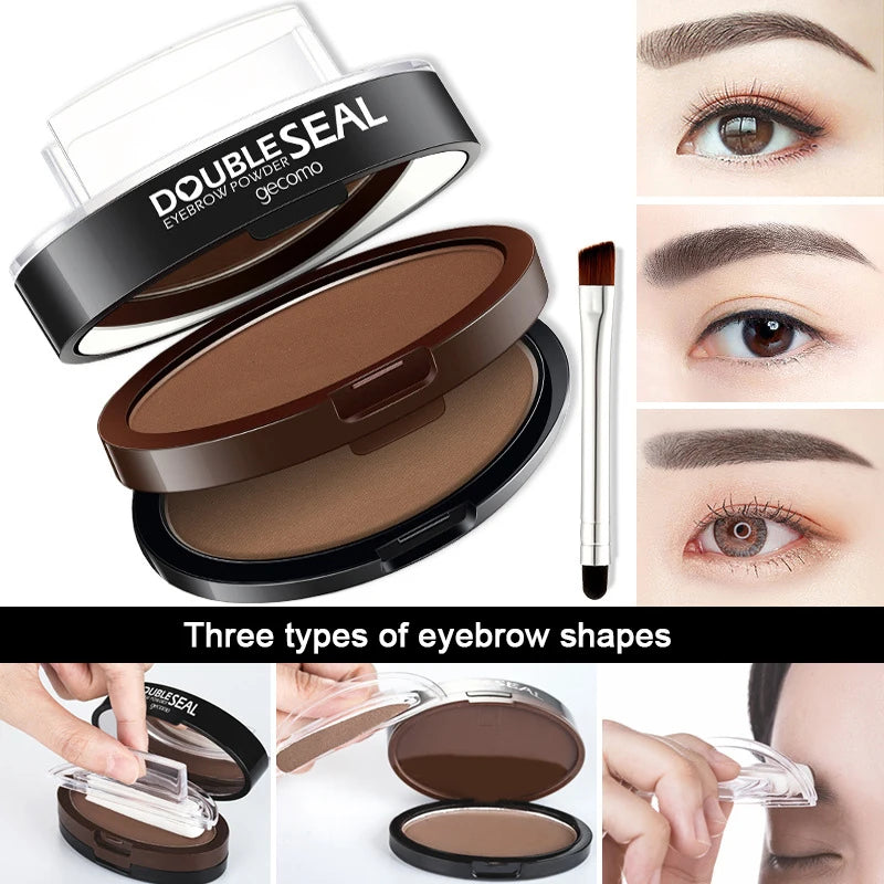 Augenbrauen Stempel Set – Double Seal Powder Kit mit Schablonen, Wasserfest & Langanhaltend
