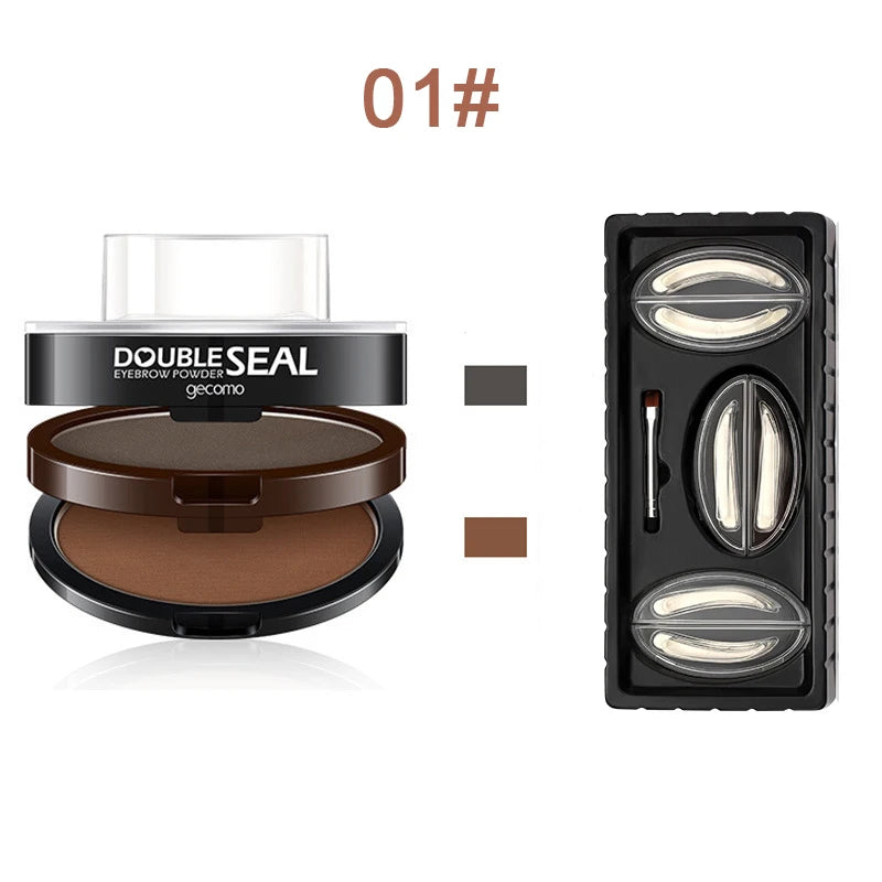Augenbrauen Stempel Set – Double Seal Powder Kit mit Schablonen, Wasserfest & Langanhaltend