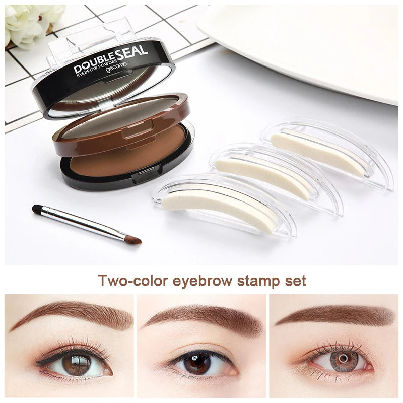 Augenbrauen Stempel Set – Double Seal Powder Kit mit Schablonen, Wasserfest & Langanhaltend