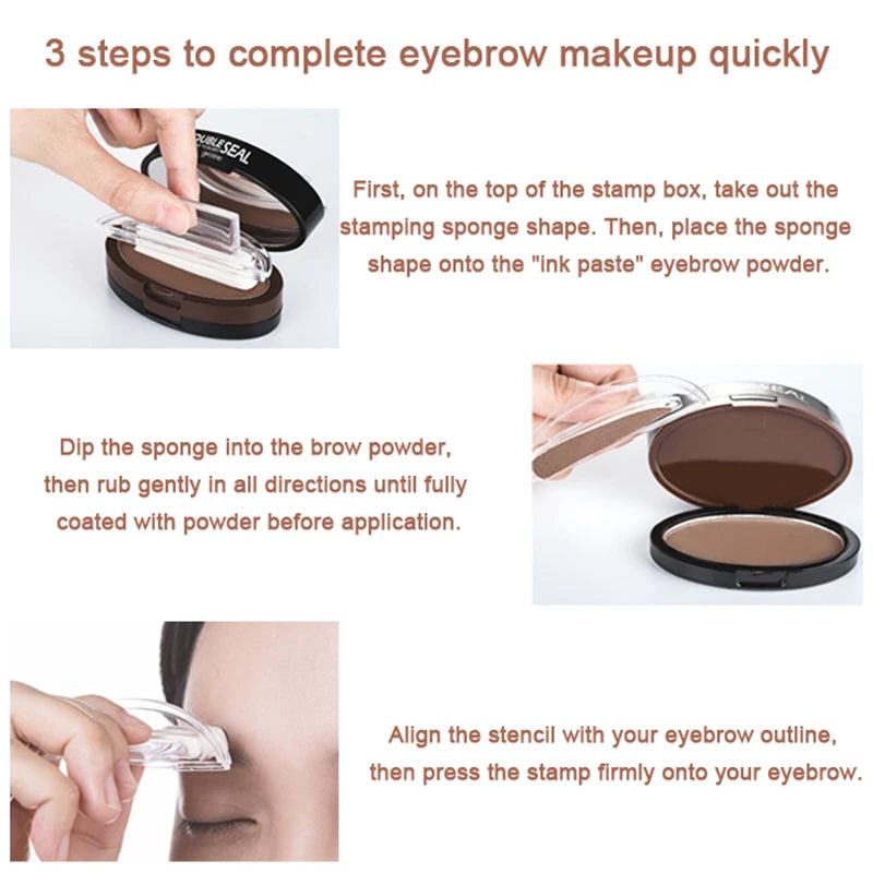 Augenbrauen Stempel Set – Double Seal Powder Kit mit Schablonen, Wasserfest & Langanhaltend