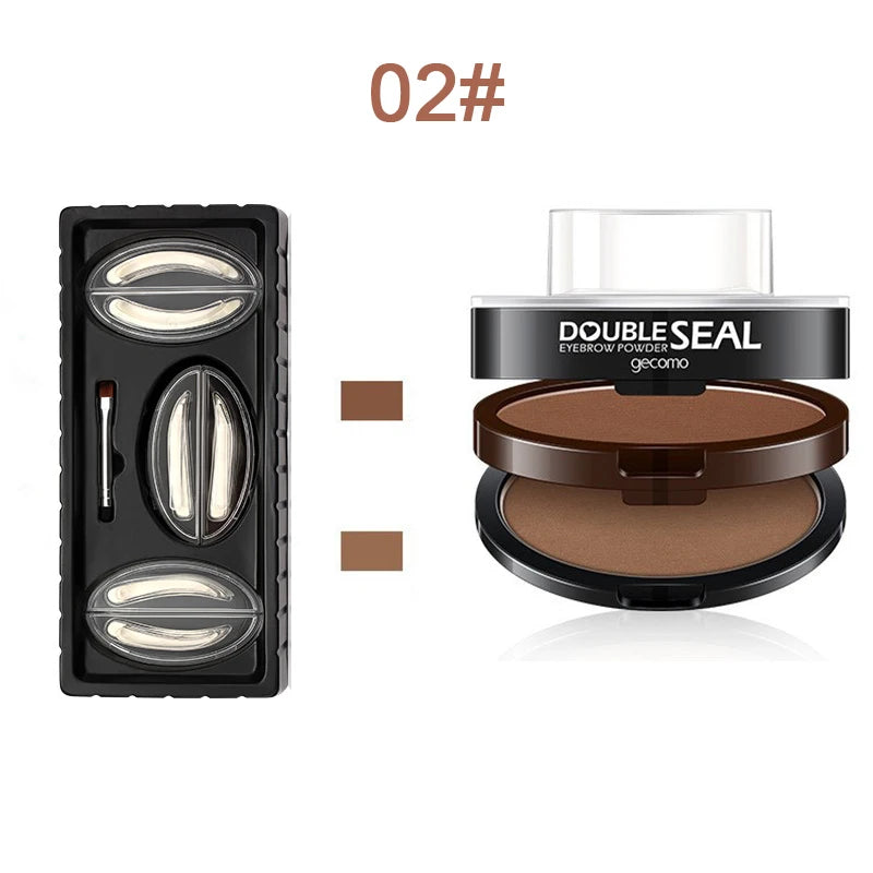 Augenbrauen Stempel Set – Double Seal Powder Kit mit Schablonen, Wasserfest & Langanhaltend