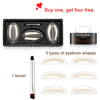 Augenbrauen Stempel Set – Double Seal Powder Kit mit Schablonen, Wasserfest & Langanhaltend
